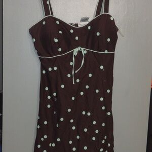 R&K Polka Dot Dress sz10 Brown And Bluish Green